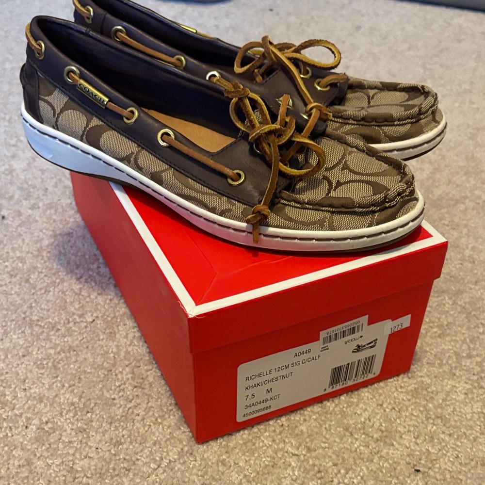 Coach Brown and Tan Boat Shoes - Worn once